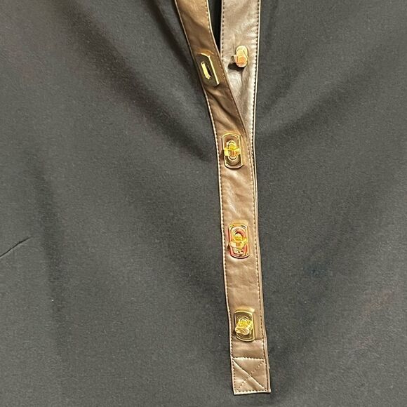 New J. McLaughlin Falcon Vegan Leather Trim‎ 3/4 Sleeve Knit Shirt Dress Sz M - Picture 5 of 6